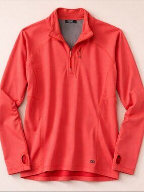 Outdoor Research Pullover Womens Large Orange Vigor Grid Fleece Quarter Zip